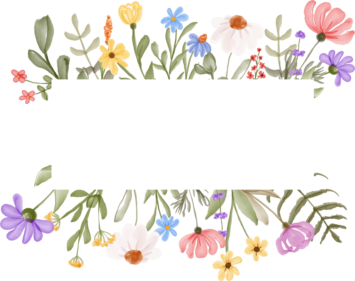 floral frame of flower and leaves wild flowers